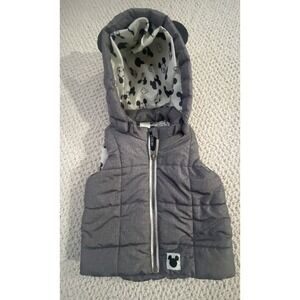 Disney Mickey Mouse H&M Infant Puffer Vest removable Hood With Ears. 4-6 Months